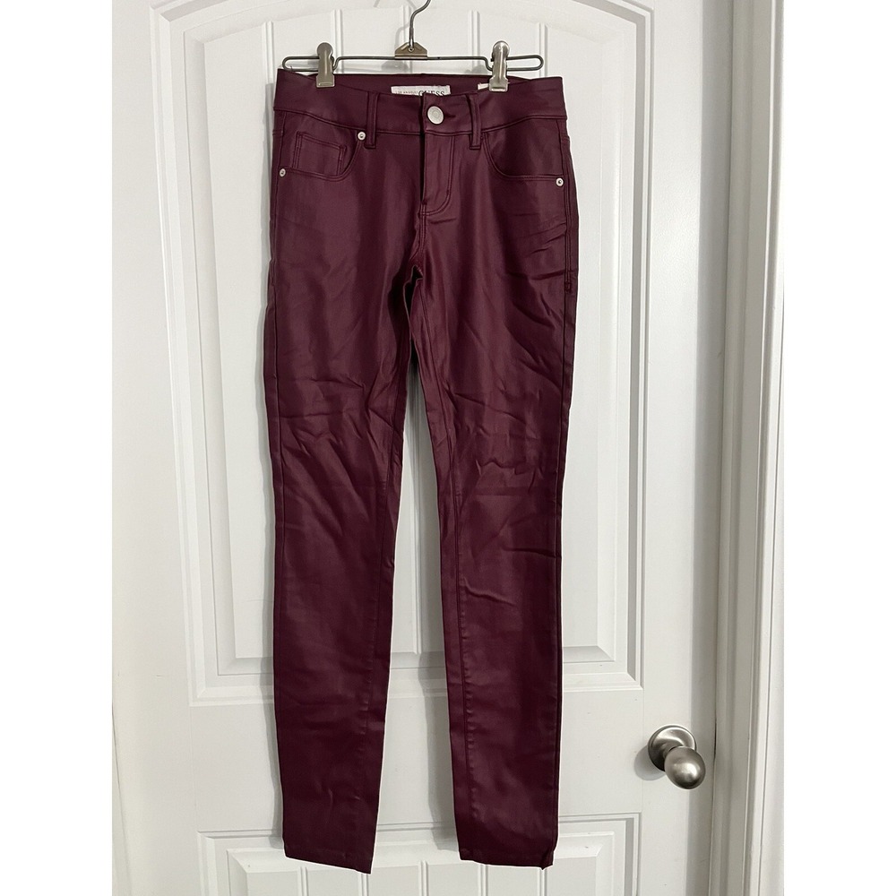 Guess Medium Rise Ankle Skinny Emma Fit Women's Plum Stretch Pants 26 Merlot 269